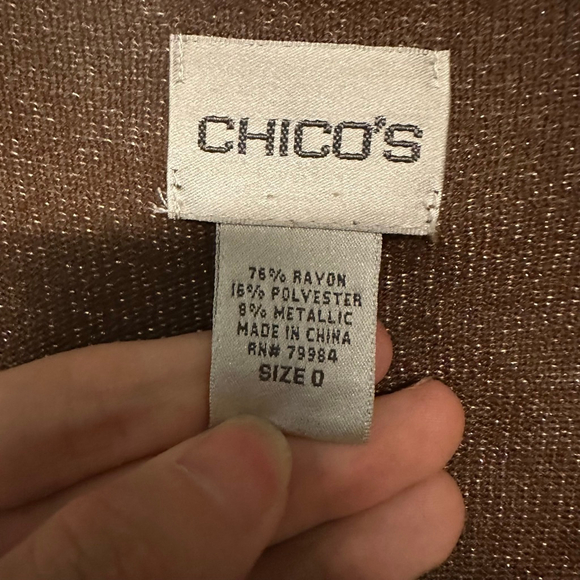 Women's Chico's Gold Brown Sequin Cardigan Sweater Size 0 longline long sleeve - Picture 2 of 12